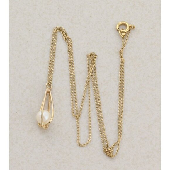 14k Yellow Gold Freshwater Pearl Necklace 15